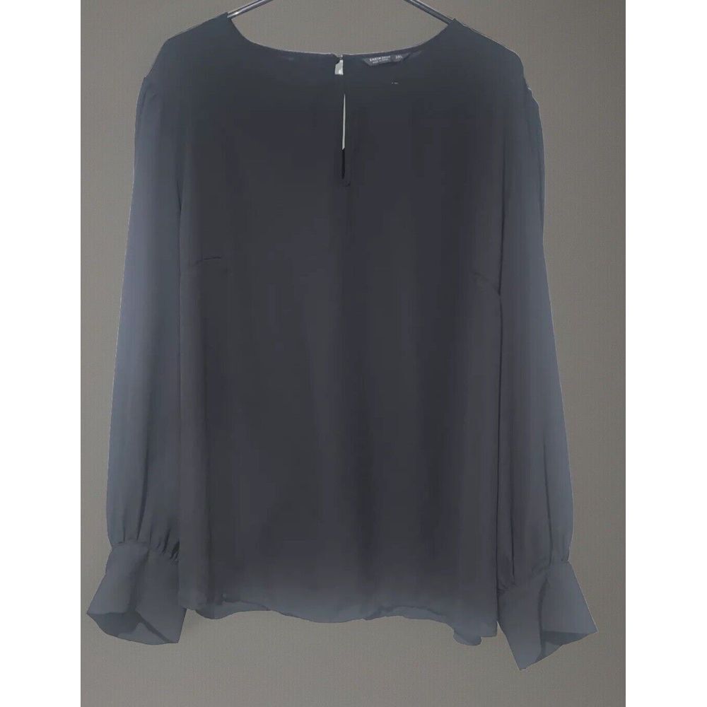 Shein Curve Blouse Long Sleeve Keyhole Neck Women's Size‎ 3XL Black Plus Top